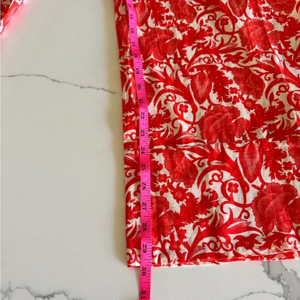 Ro’s Garden NWT Red Cotton Floral Wide Leg Pants Resort Vacation Palazzo ~ Large